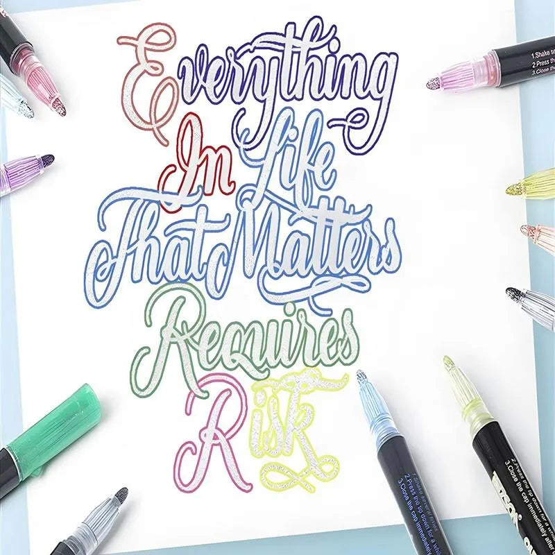 🎉🎁Last Day 49% OFF - 🎉 Double Line Outline Art Pen Marker Pen