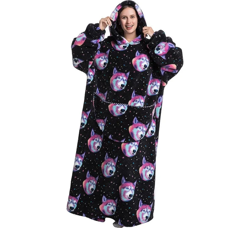 Cute Cartoon Print Hoodie Blanket
