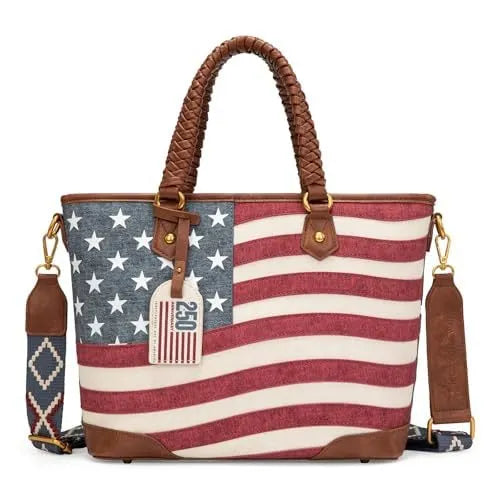 Montana West Vintage American Flag Tote Bag | Western Patriotic Handbag