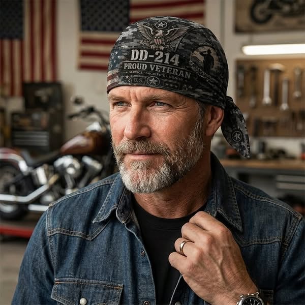 Veteran DD-214 Camouflage Print Cycling Pirate Hat / Biker Headwrap