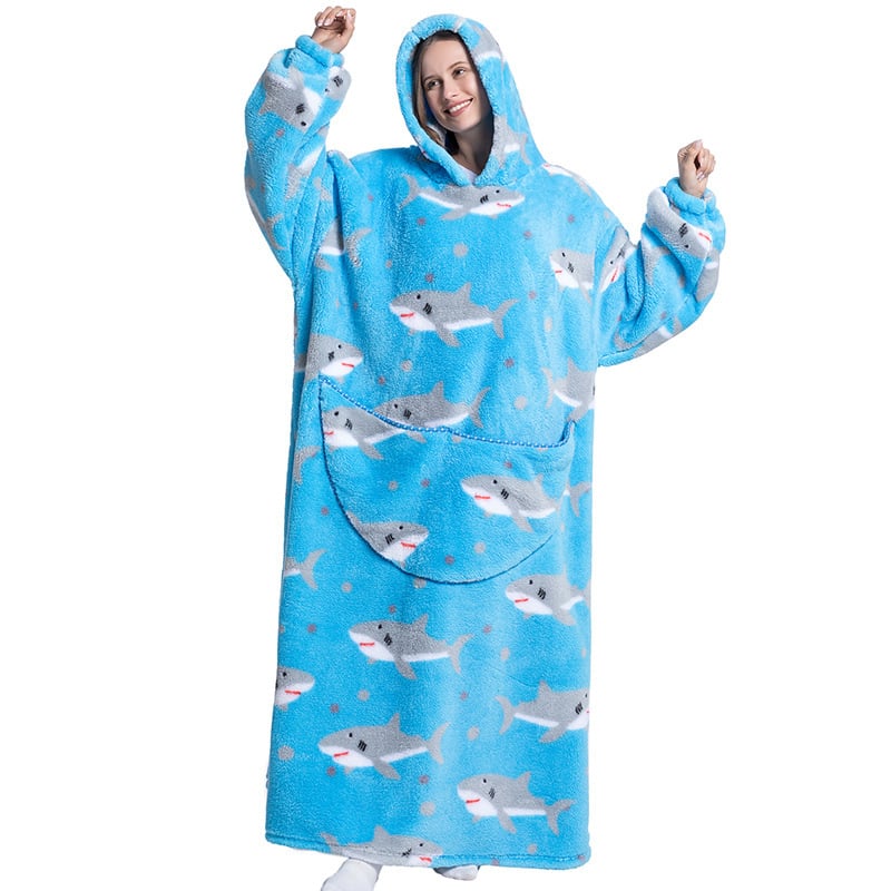 Cute Cartoon Print Hoodie Blanket