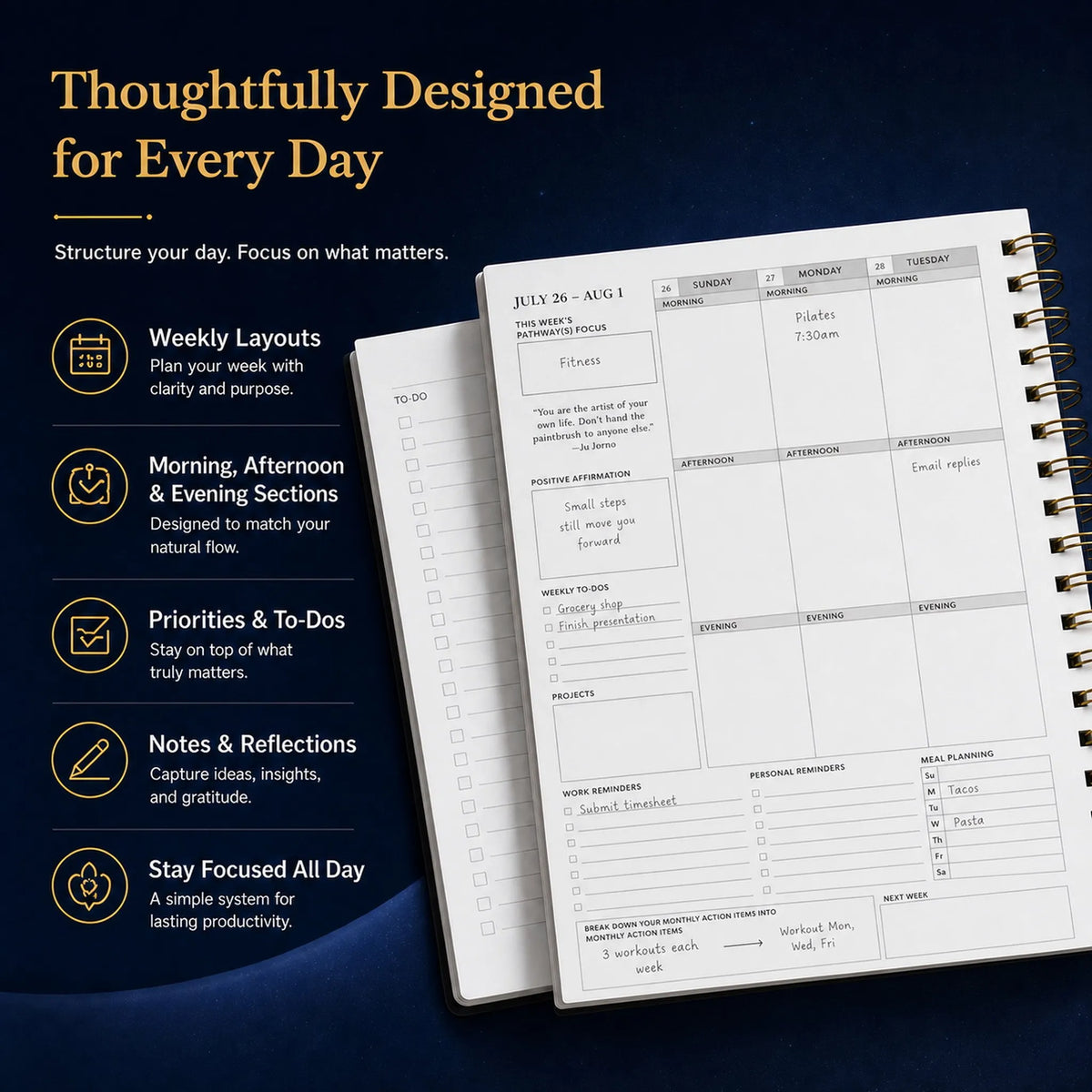 🔥Last Day 49% OFF - 🌌 2026-2027 Midnight Galaxy Mid-Year Spiral Bound Planner
