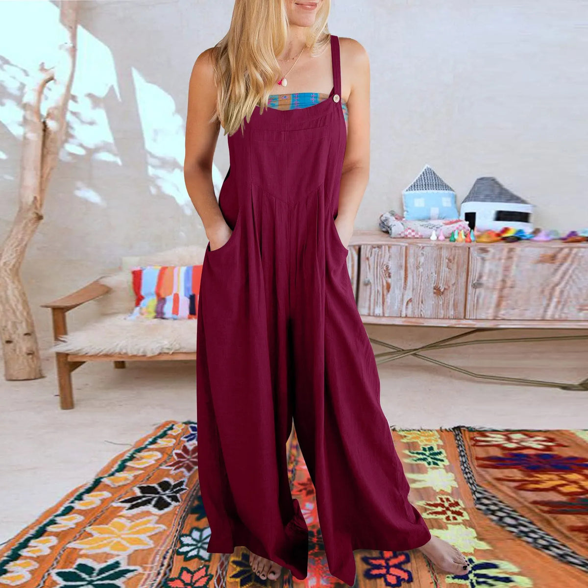 ❤️Buy 2 Free Shipping-Women's Sleeveless Wide Leg Jumpsuit with Pockets