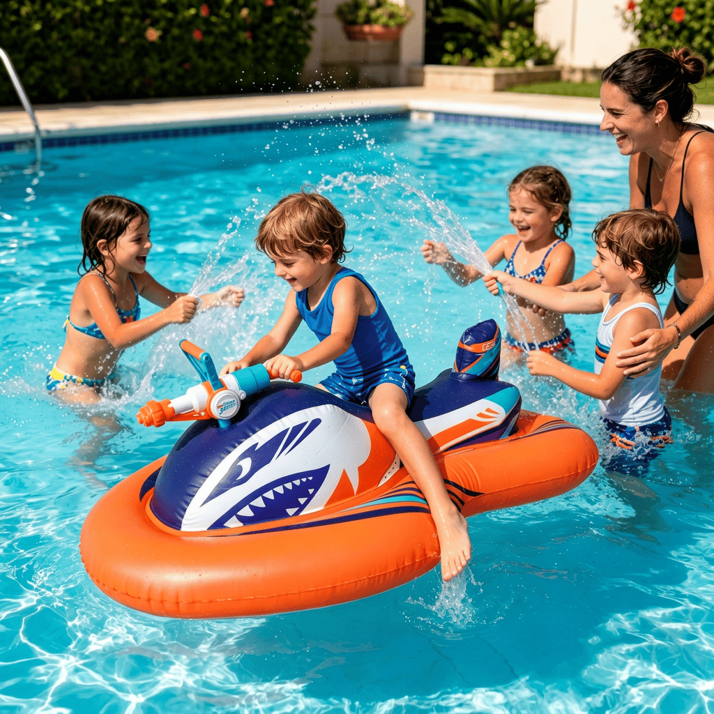 🎉🏆2026 Upgraded 49% OFF🌊 2-in-1 Shark Inflatable Jet Water Ski🚤 Built-in Water Gun