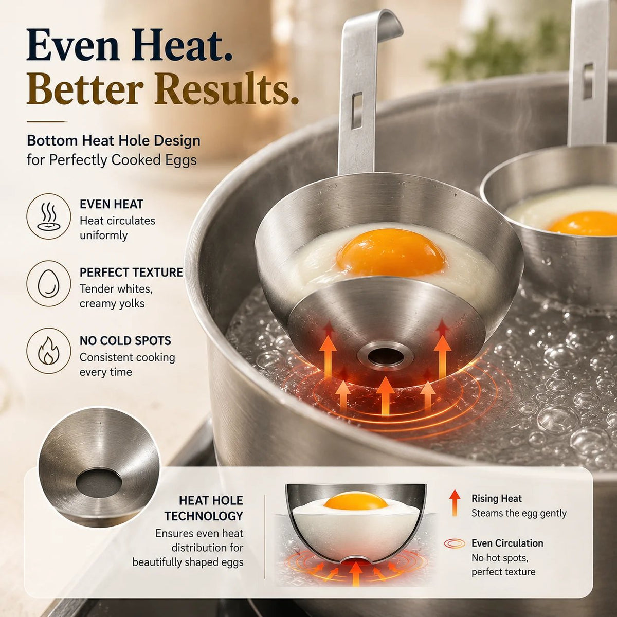 🔥HOT SALE🔥 Stainless Steel Egg Poacher Cup – Hanging Pan Egg Cooker for Perfect Round Eggs
