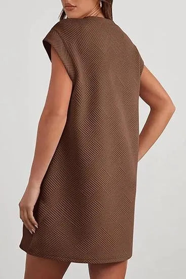 Women's Casual Textured T-shirt Dress with Pockets (Buy 2 Free Shipping)