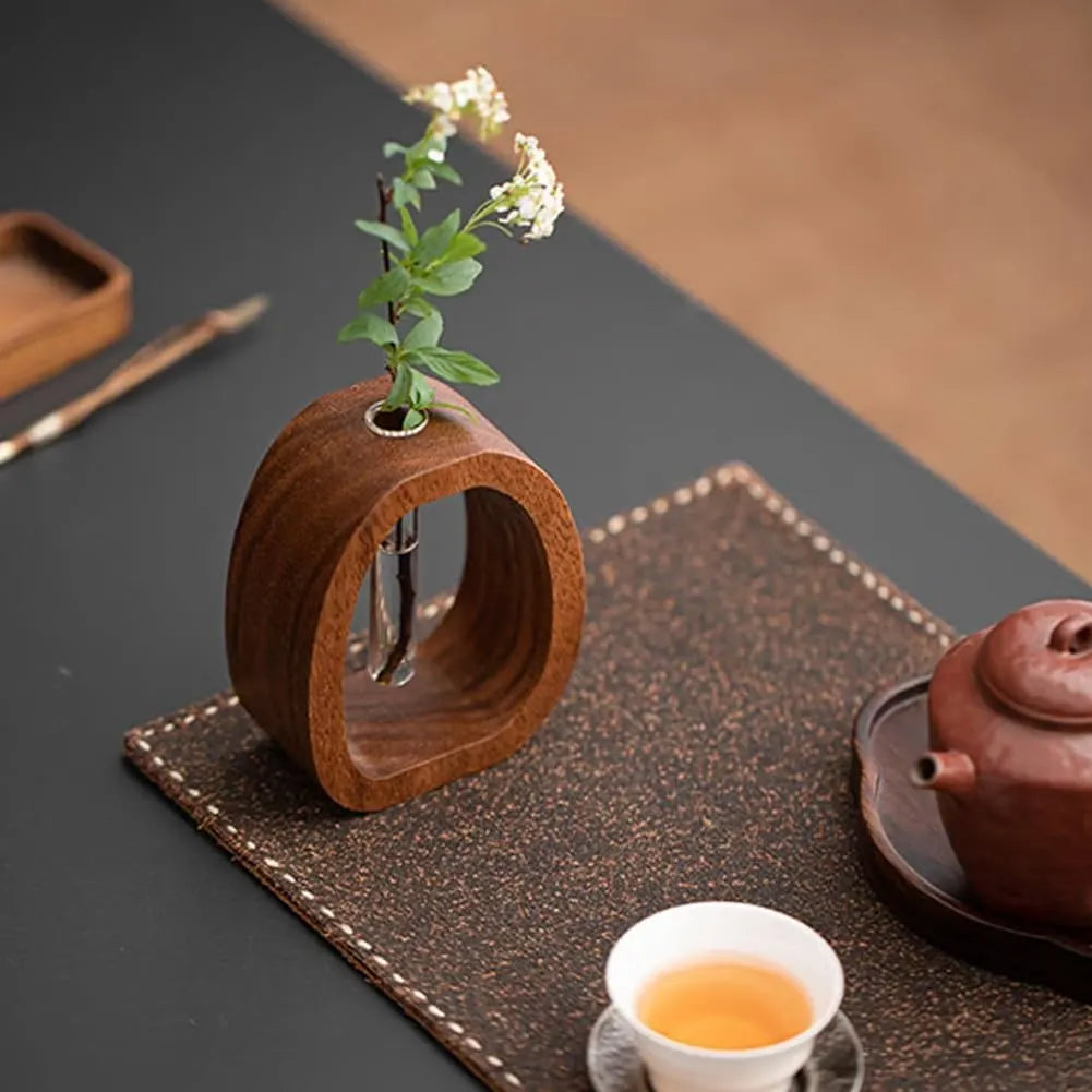 Solid Wood Glass Vase
