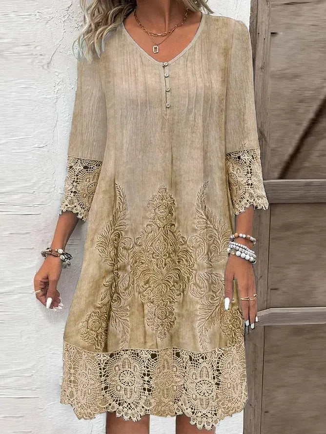 💖Limited Sale 49% OFF💖Elegant half sleeve v-neck lace dress for women