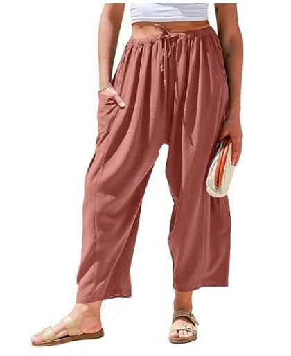 Casual Loose Drawstring Harem Pants with Pockets