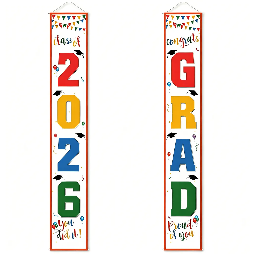 🔥2026 LAST DAY 49% OFF - 🎓Class of 2026 Graduation Banner | Congrats Grad Front Door Porch Decor for Graduation Party (✨Set of 2)
