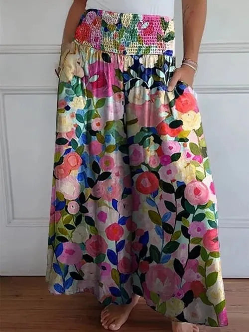 Wide Skirt with Elastic Waistband