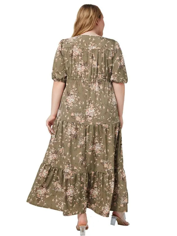 Boho V-neck print loose dress