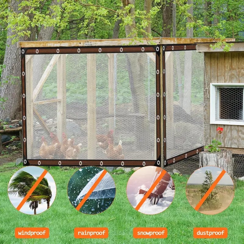 🔥HOT SALE🔥💥🏆Clear Waterproof PE Tarp, Transparent Outdoor Cover with Metal Grommets🌂
