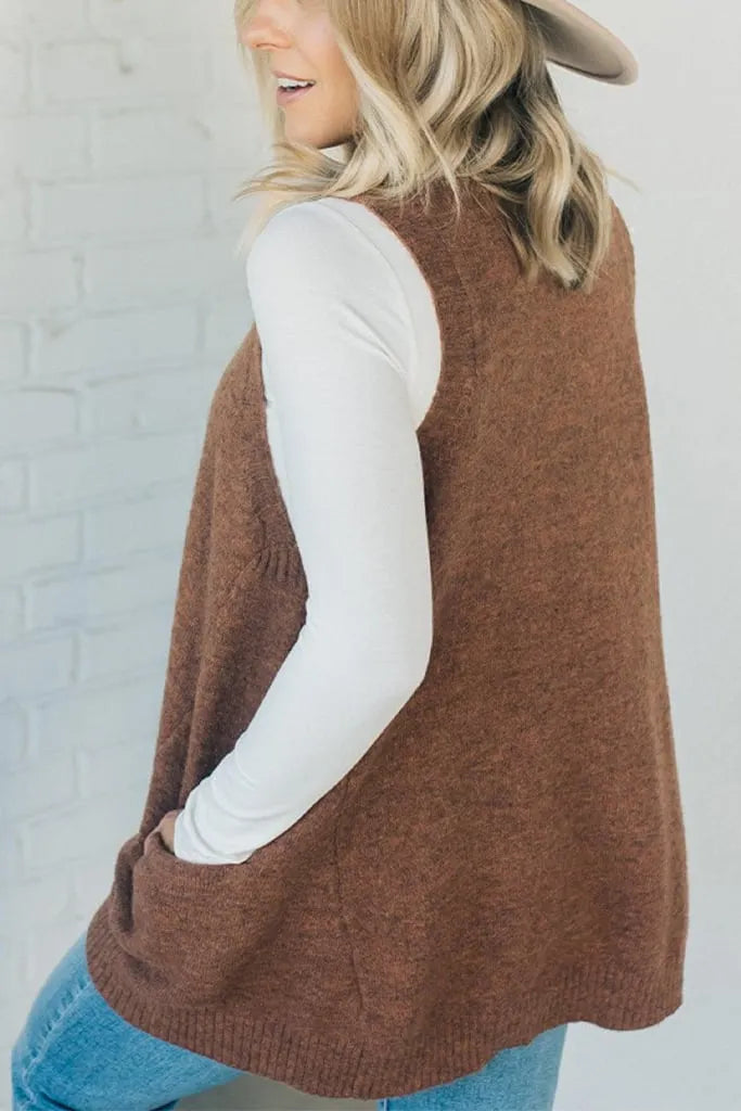 Women's Cozy Pocket Sweater Vest