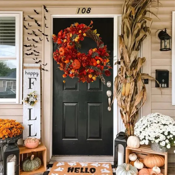 🔥Last Day 49% OFF🍁Handmade Fall Pumpkins Wreath For Front Door