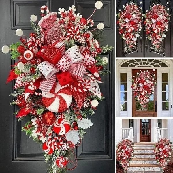 🔥Last Day 49% OFF🔥🍭Candy Cane Christmas Wreath🍭
