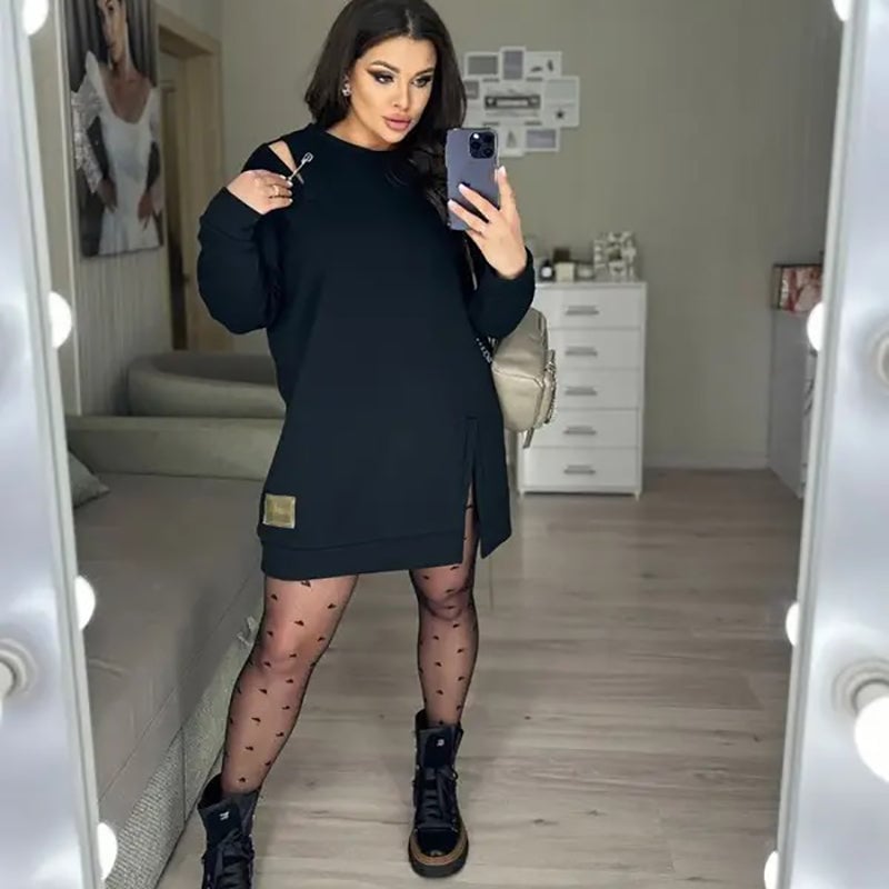 Women's Chic Hollow Out Sweatshirt Dress