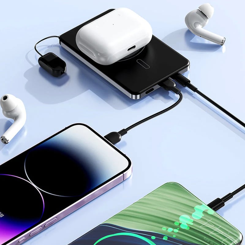 🔥HOT SALE🔥✨ 3-in-1 Magnetic Portable Charger – Wireless, Built-in Stand, Slim 🍃