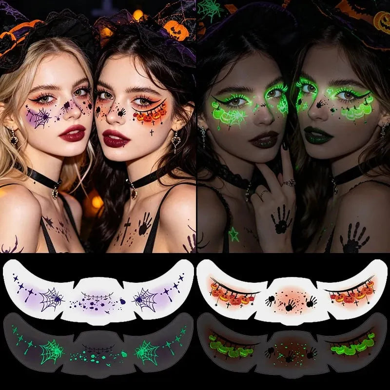 🔥 HOT SALE 🔥Glow in the Dark Halloween Glitter Freckles Temporary Tattoo Set