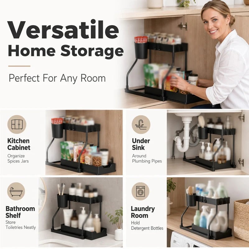 🎉2-Tier Pull-Out Under Sink Organizer