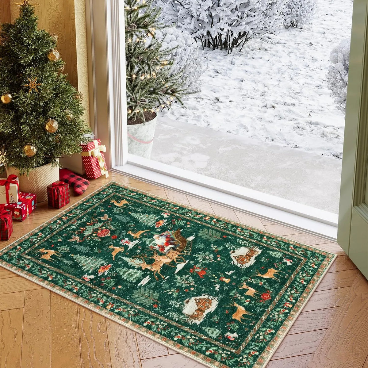 🔥HOT SALE🔥Soft Christmas Tree Santa Claus Carpet Runner