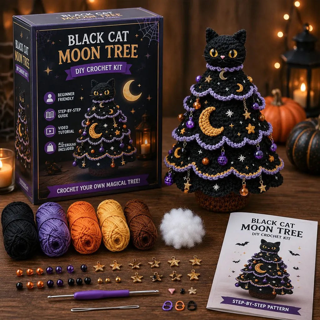 🔥 LAST DAY 49% OFF – 🎃 Halloween Tree DIY Crochet Kit | All-In-One Kit for a Layered 7-Inch Spooky Tabletop Decoration 🧶👻✨