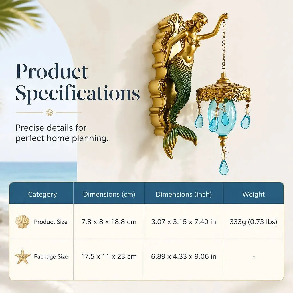 🔥HOT SALE🔥🧜‍♀️Hand-Painted Mermaid Wall Sconce – Nautical & Artisan Design