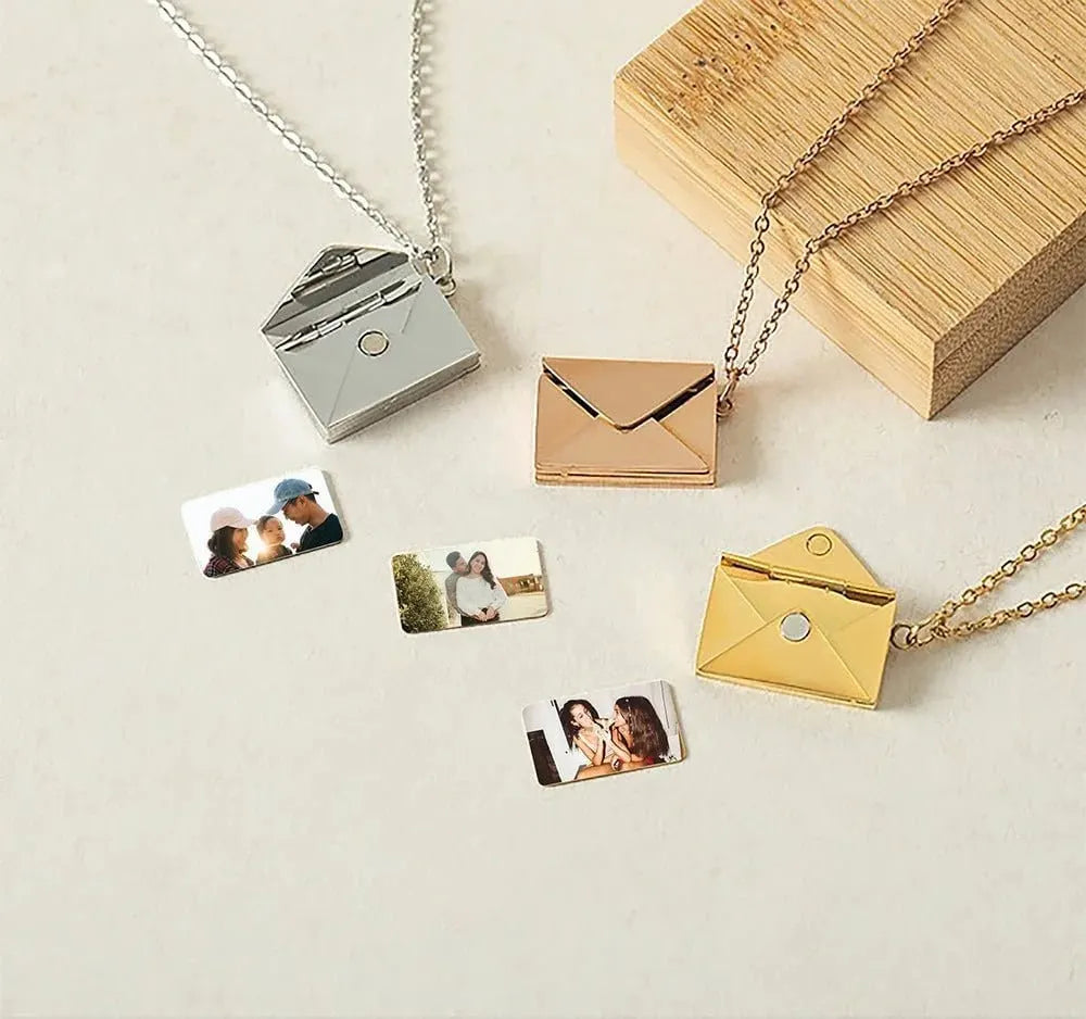 Unique Gift-Custom Love Photo Letter Envelope Necklace