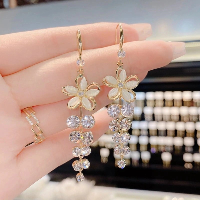 Delicate Opal Flower Earrings