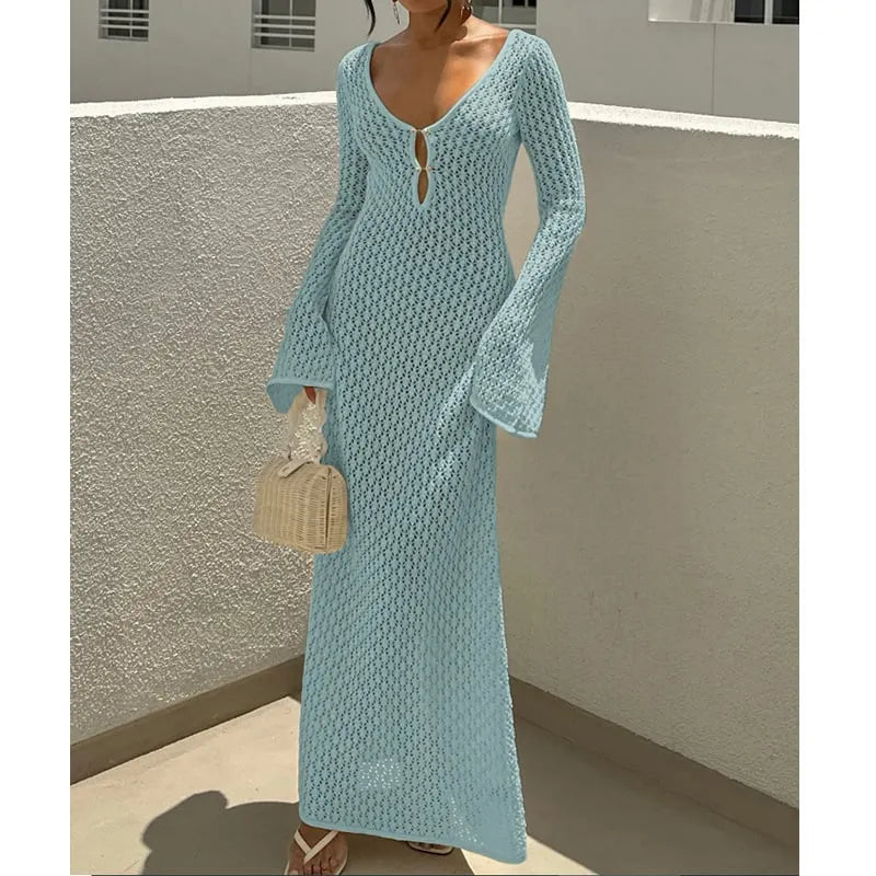 Hollowed-out Textured Dress