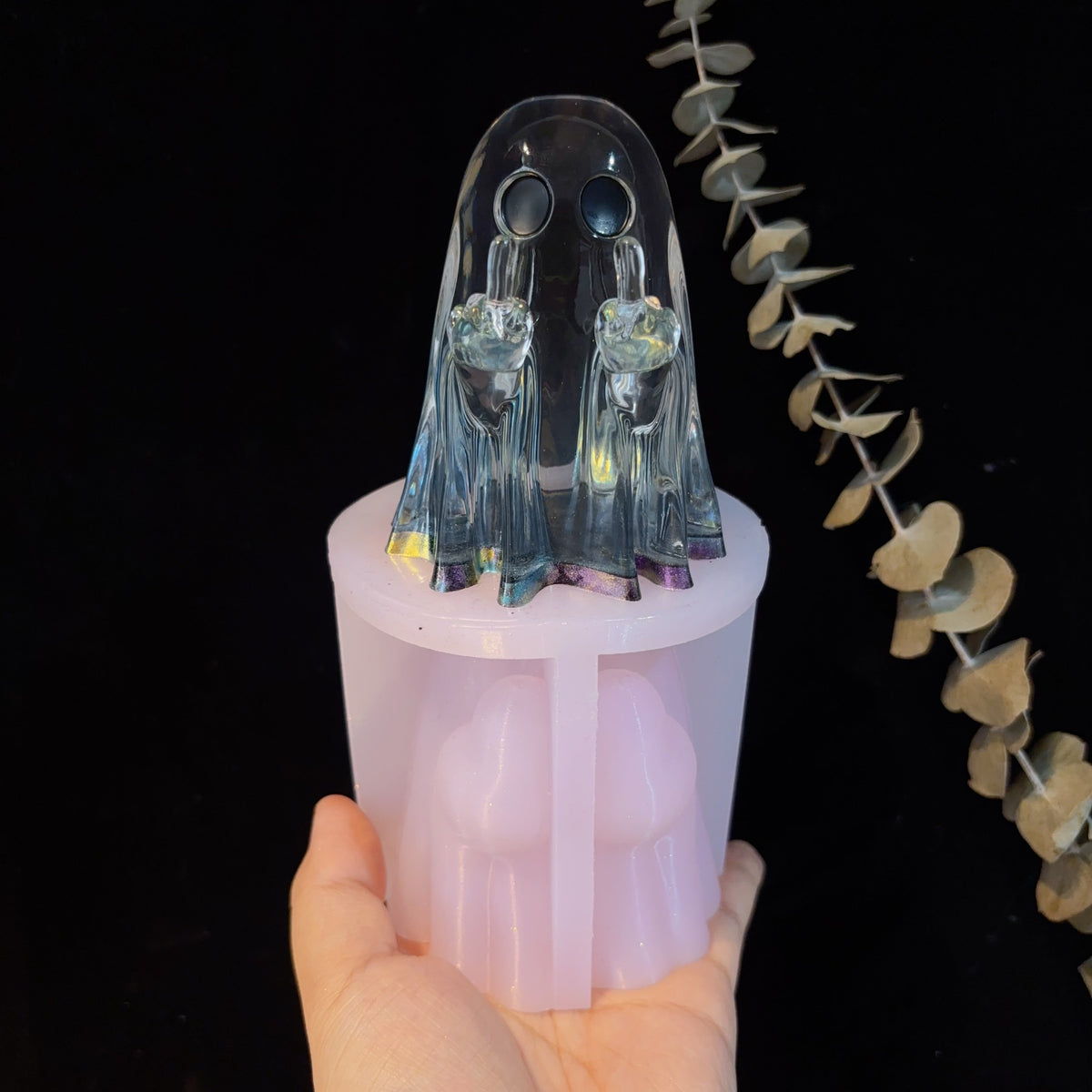 Handmade Shiny Middle Finger Ghost Ornament Resin Mold