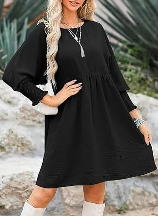 Women's Casual 3/4 Sleeve Crew Neck Mini Dresses (Buy 2 Free Shipping)