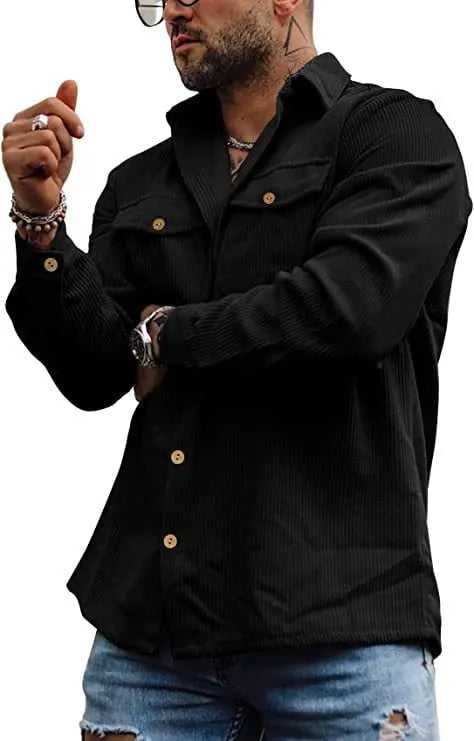 Corduroy Long Sleeve Button Shirt Jacket (Buy 2 Free Shipping)