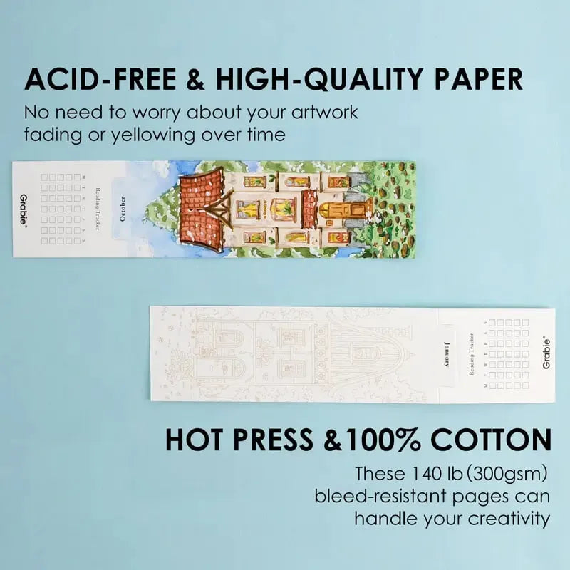 ✨🎨12 Sheets 140lb Watercolor Coloring Bookmarks – Townhouse Edition