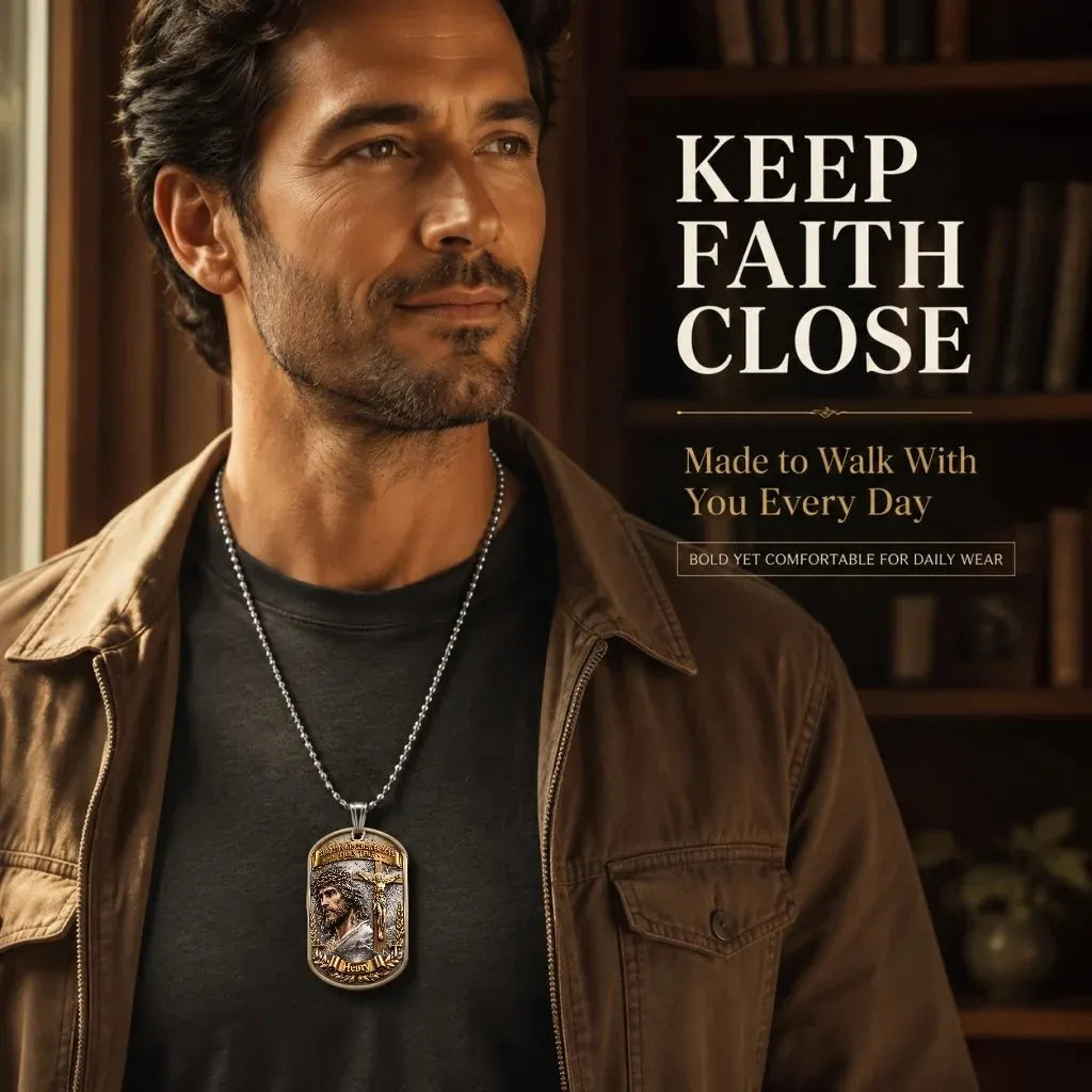 🔥HOT SALE🔥💥🏆Personalized "Greater Love" 3D Jesus Dog Tag Necklace ✝️❤️