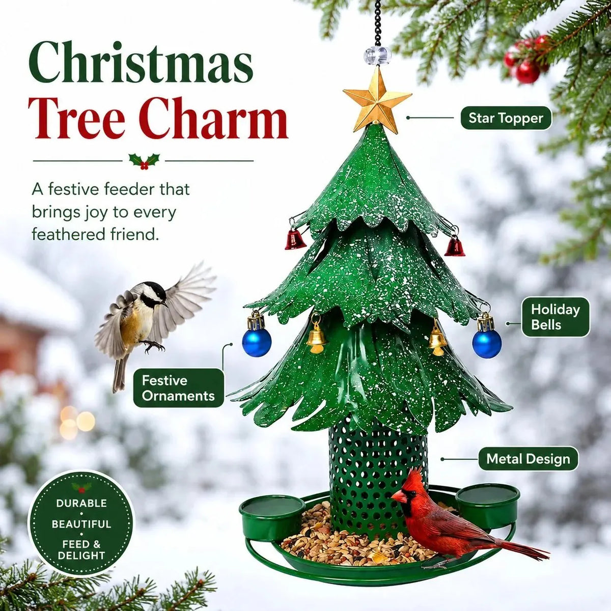 🎉Christmas Tree Bird Feeder 🎄 Festive Backyard Holiday Decor