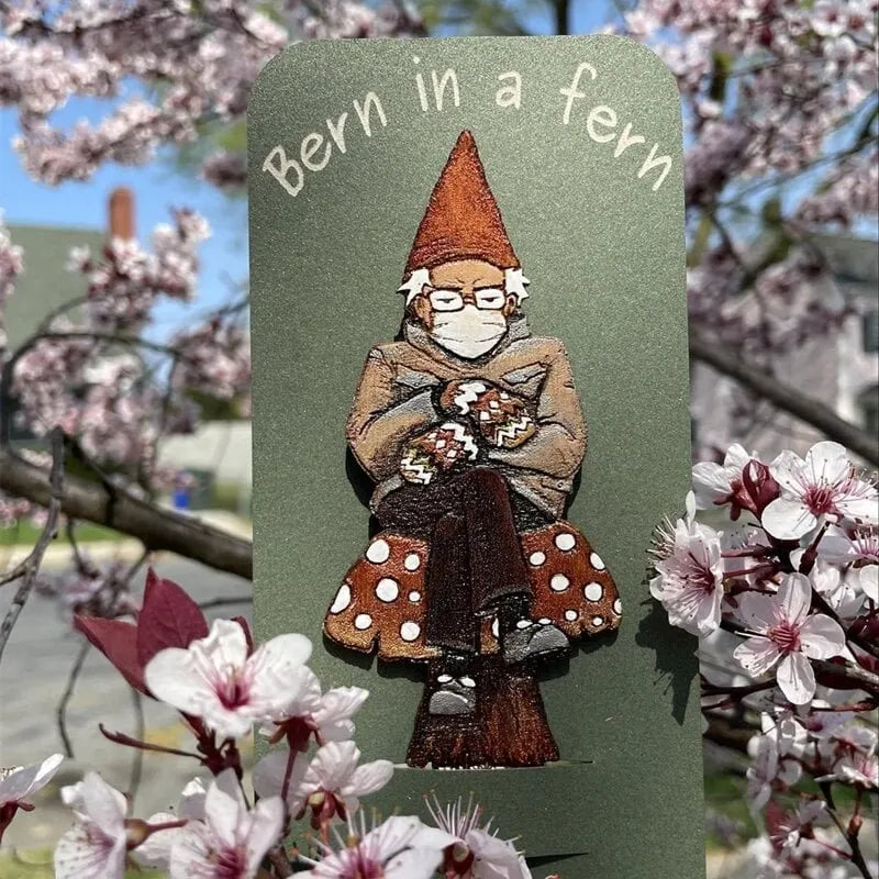 Bern in a fern 🍄Grumpy Bernie Gnome Plant / Garden Wood Stake