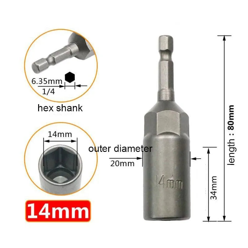 Extra Deep Hex Bit Socket Bolt Nut Driver Bit Set