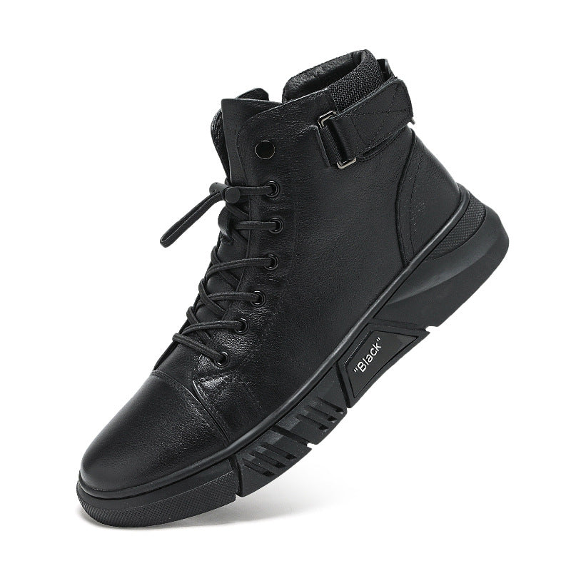 MARTINI' BLACK LEATHER BOOTS