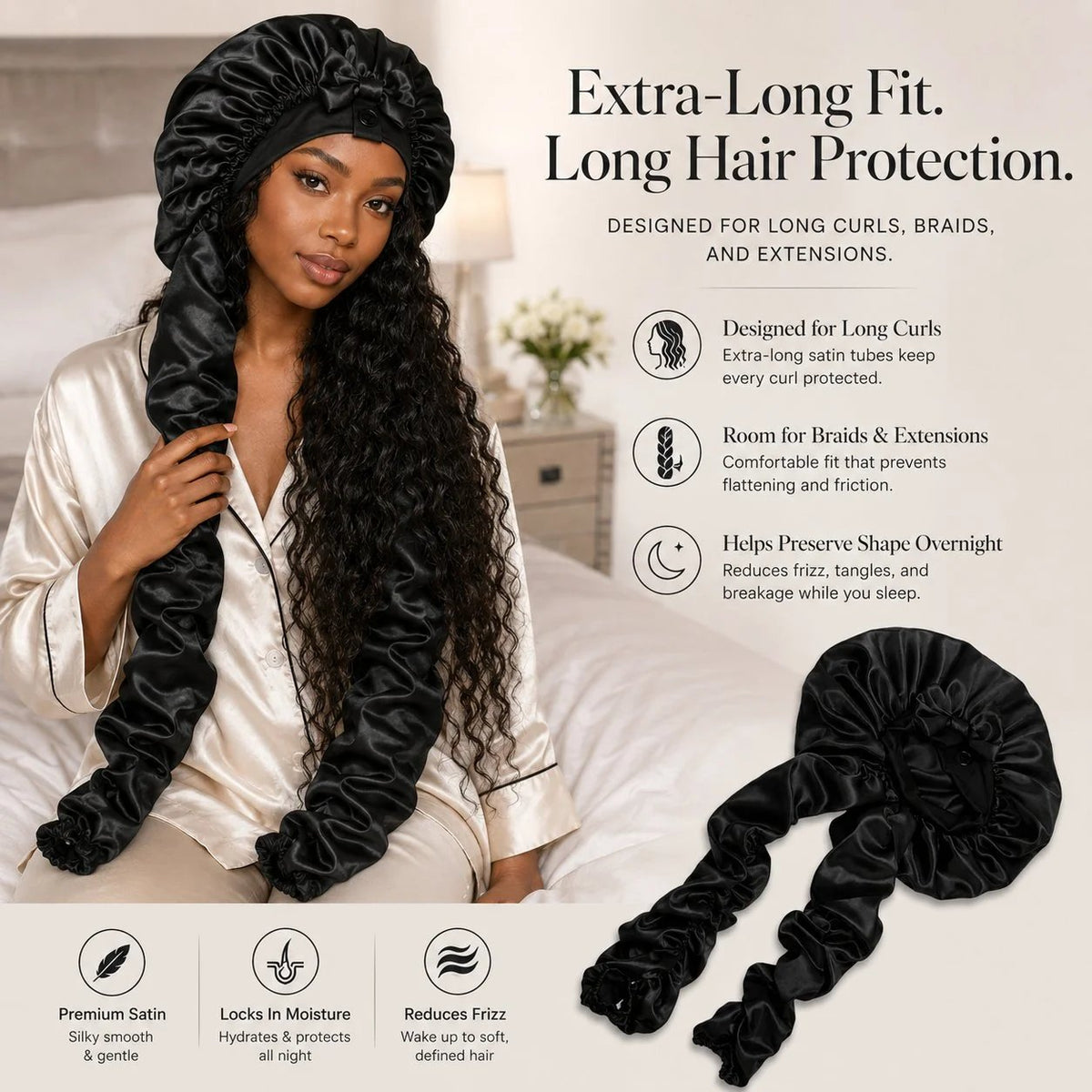 🔥HOT SALE🔥BUY 1 GET 1 FREE🔥 Silk Bonnet for Long Curly Hair