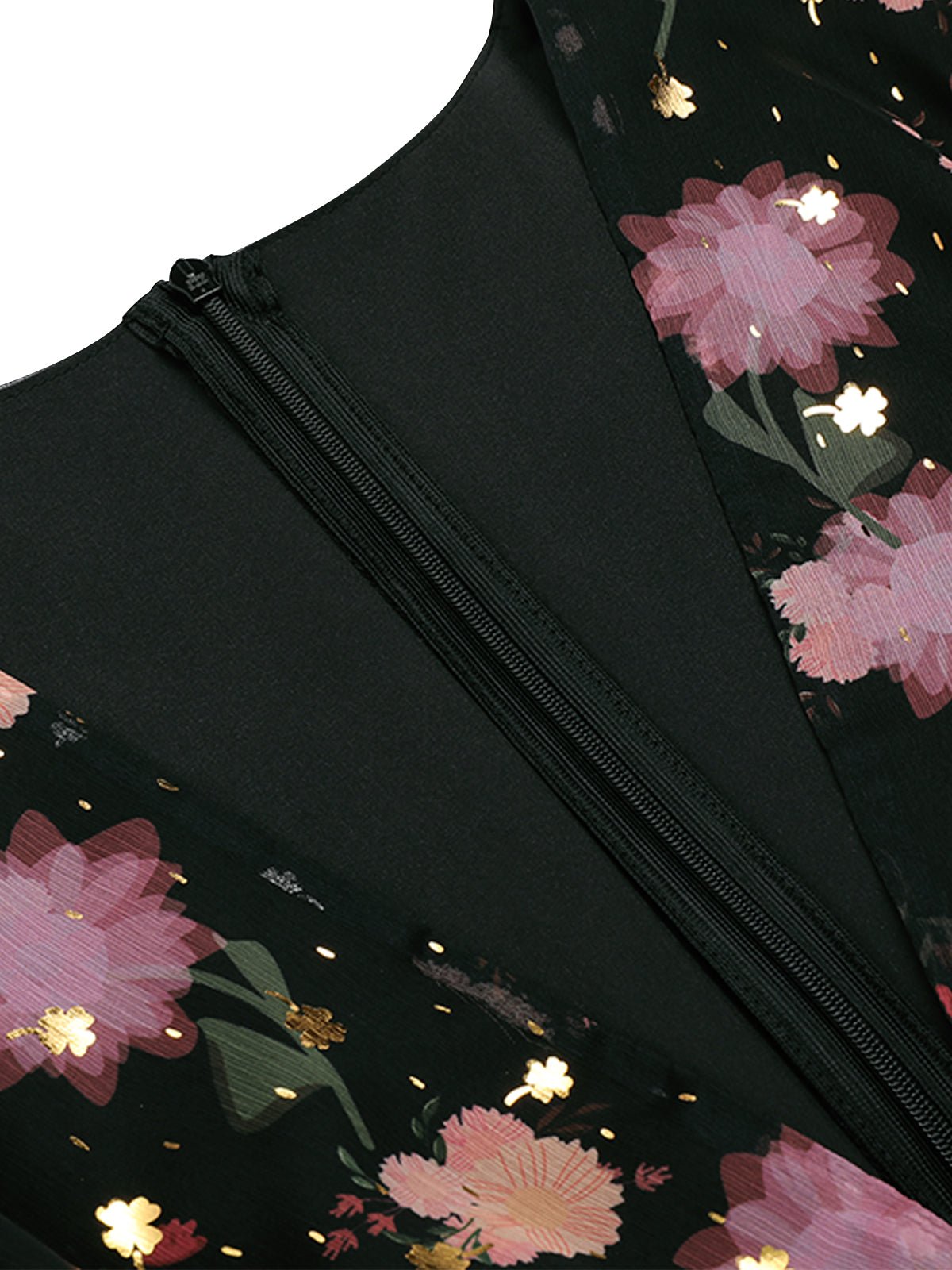 Women's Black Lace Flowers Swing Dress