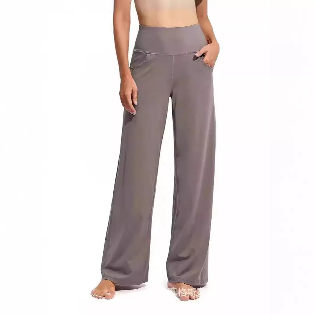 Woman's Stretch Wide Leg Pants Yoga Pants with Pockets