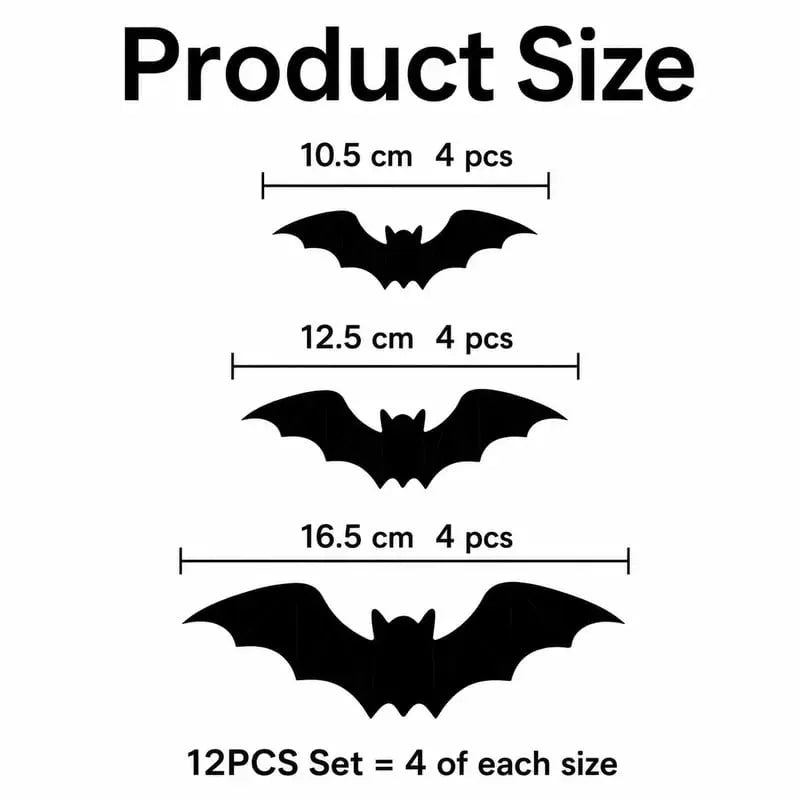 🎉🔥 2026 Hot Sale 3D LED Bat Wall Decorations – 12/24PCS Light-Up Halloween Decor for Walls, Windows & Parties