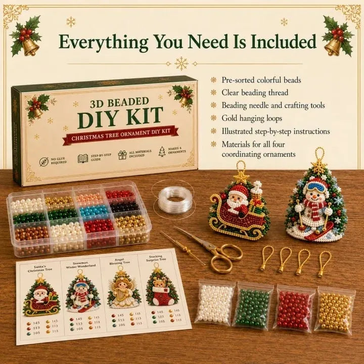 🔥 HOT SALE 🔥⏳ Last Day 49% OFF – 🎄 Beginner-Friendly DIY 3D Christmas Beaded Ornament Kit | Complete 4-Piece Set with Glass Beads, All Tools & Step-by-Step Guide Included 💕
