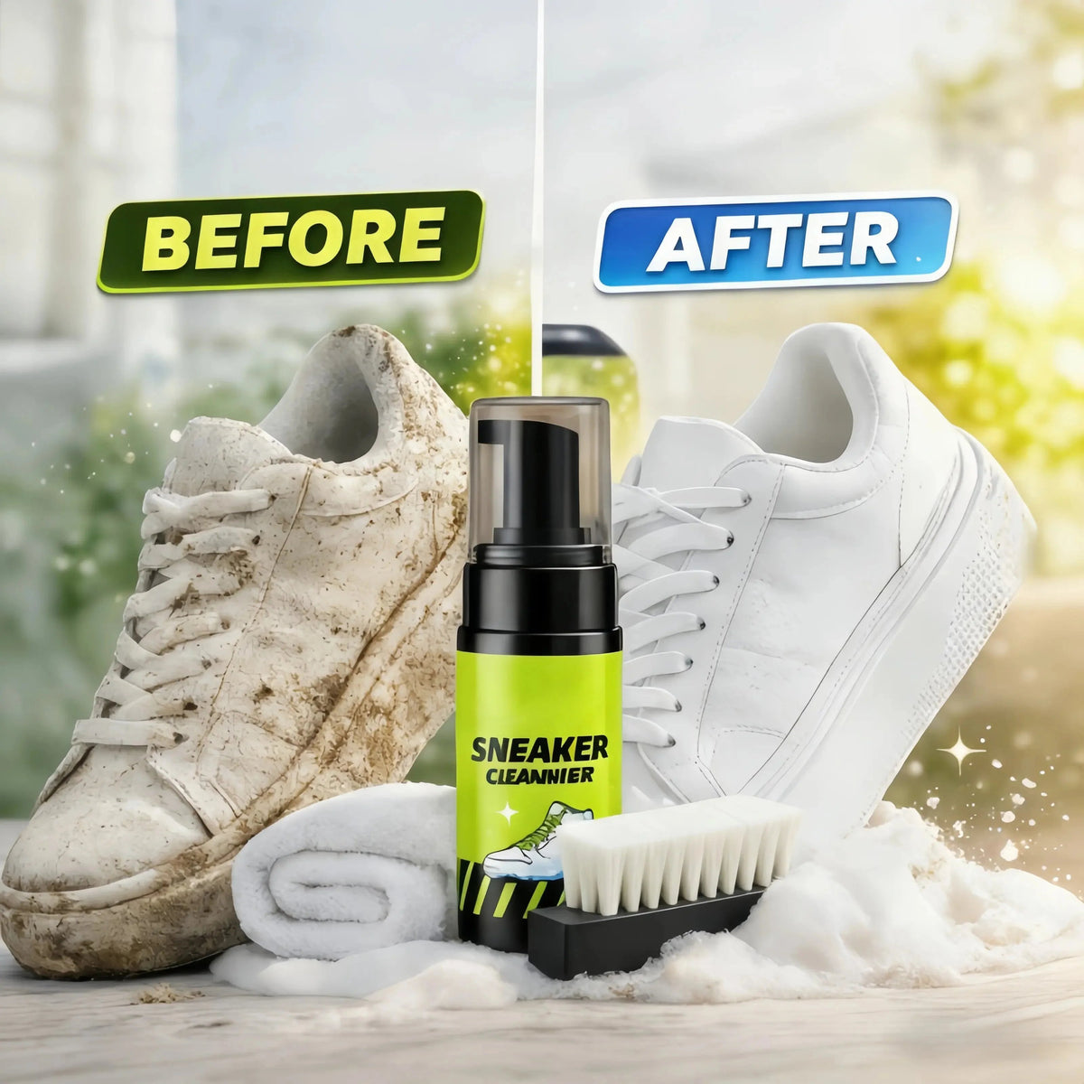 🔥HOT SALE🔥👟 Foam Shoe Cleaning Kit – Sneaker Cleaner With Brush & Microfiber Towel ✨