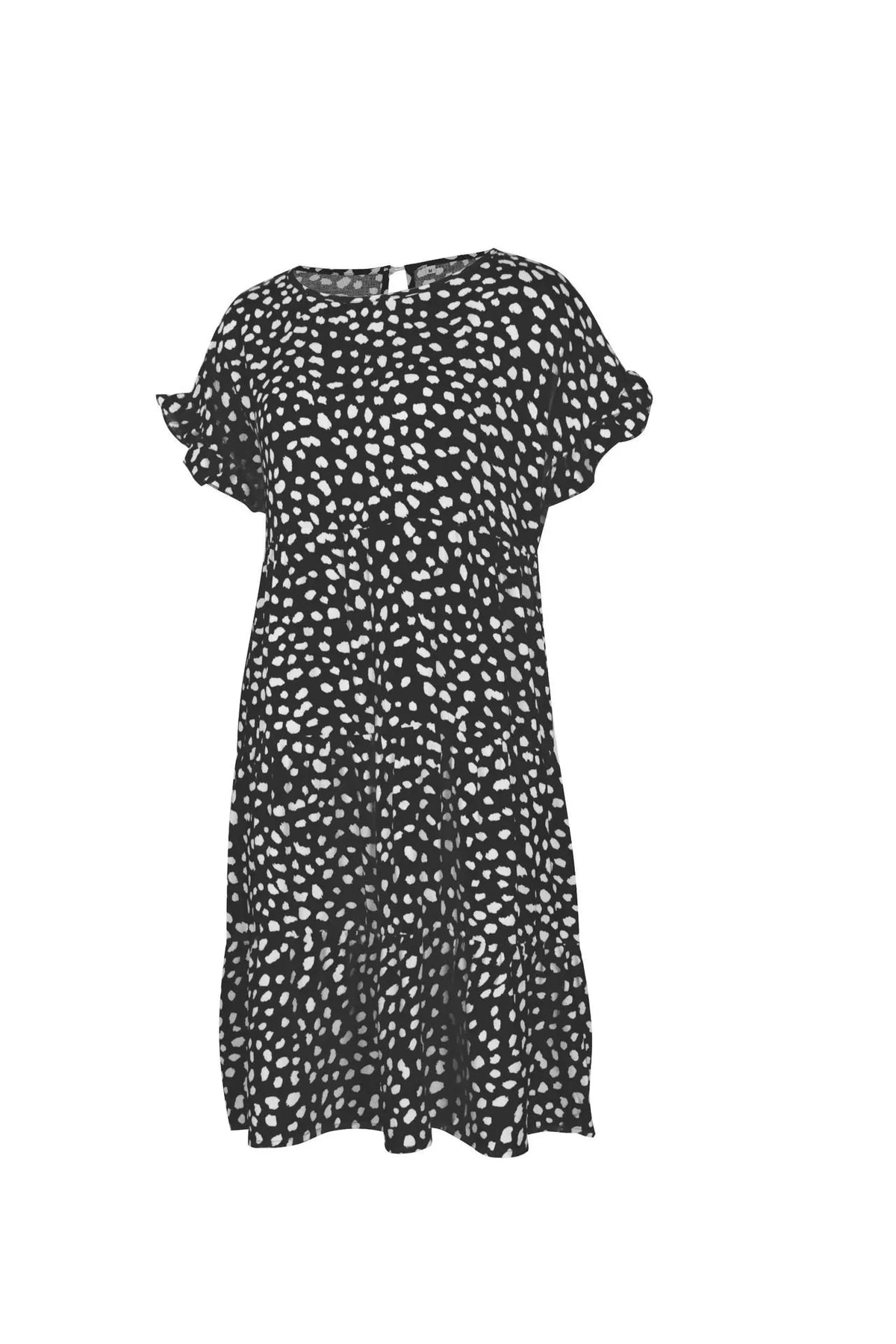 Round neck polka dot print midi dress