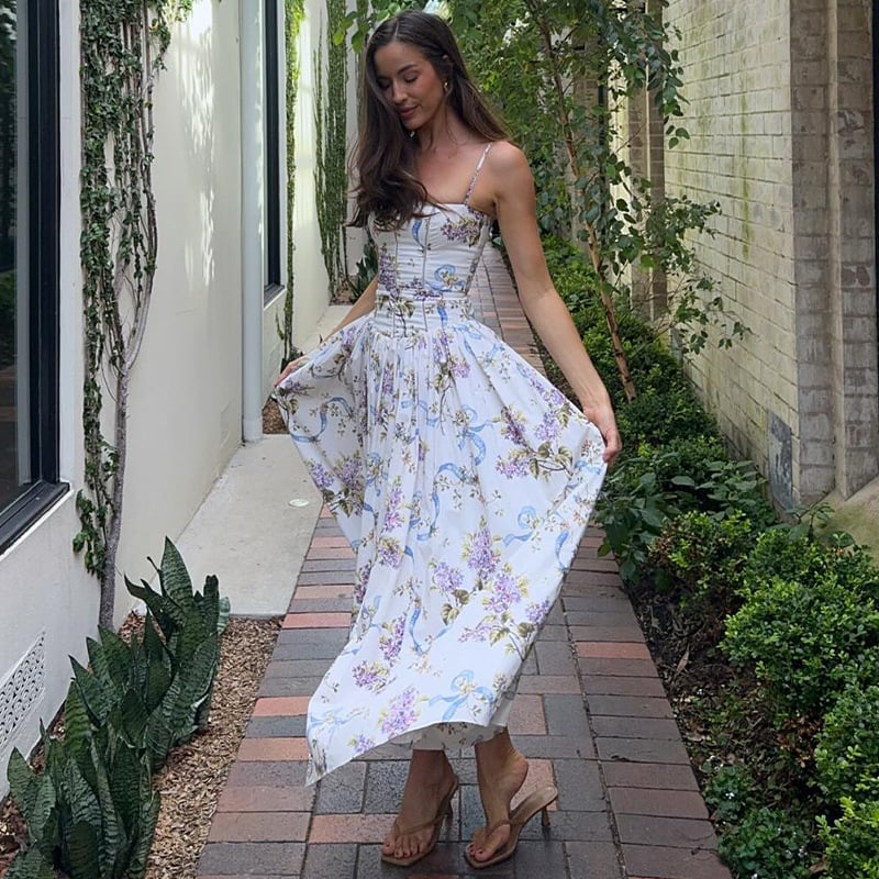 Cream Floral Print Sundress