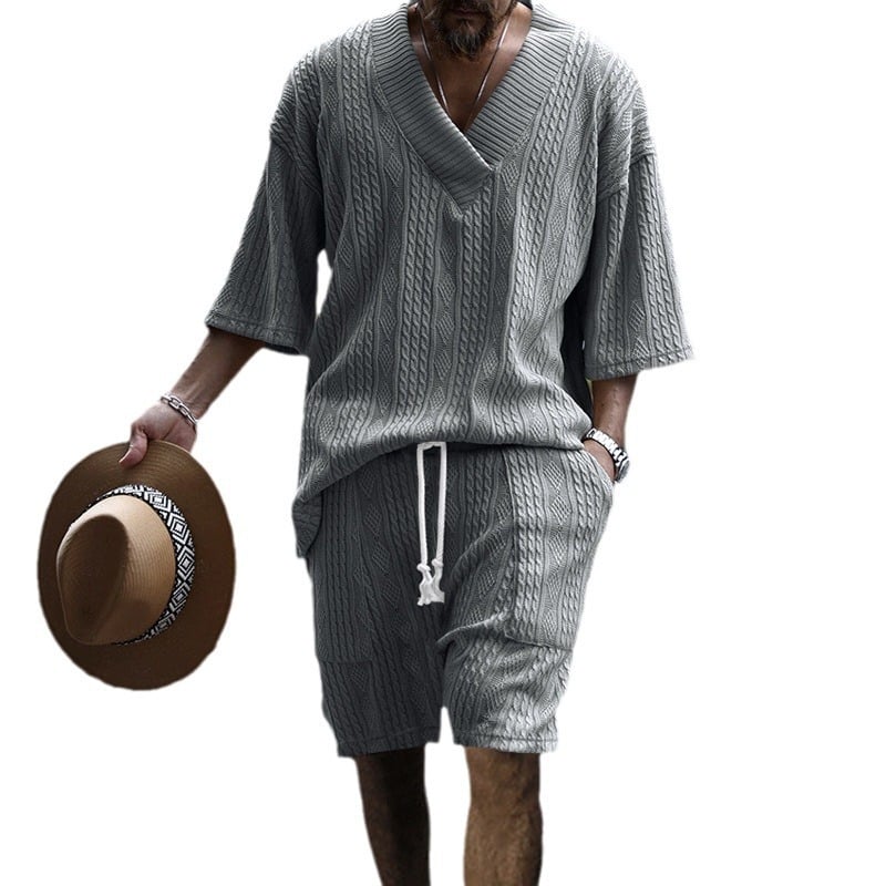 Casual Cable Knit T-shirt Set