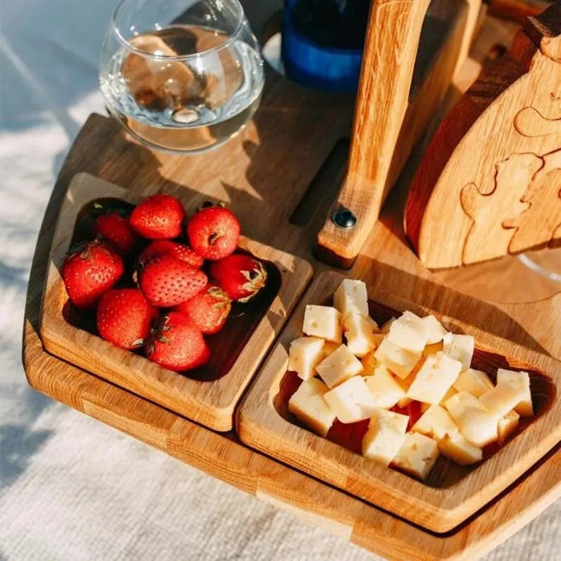🍷PORTABLE WOODEN OUTDOOR PICNIC WINE TABLE🍷