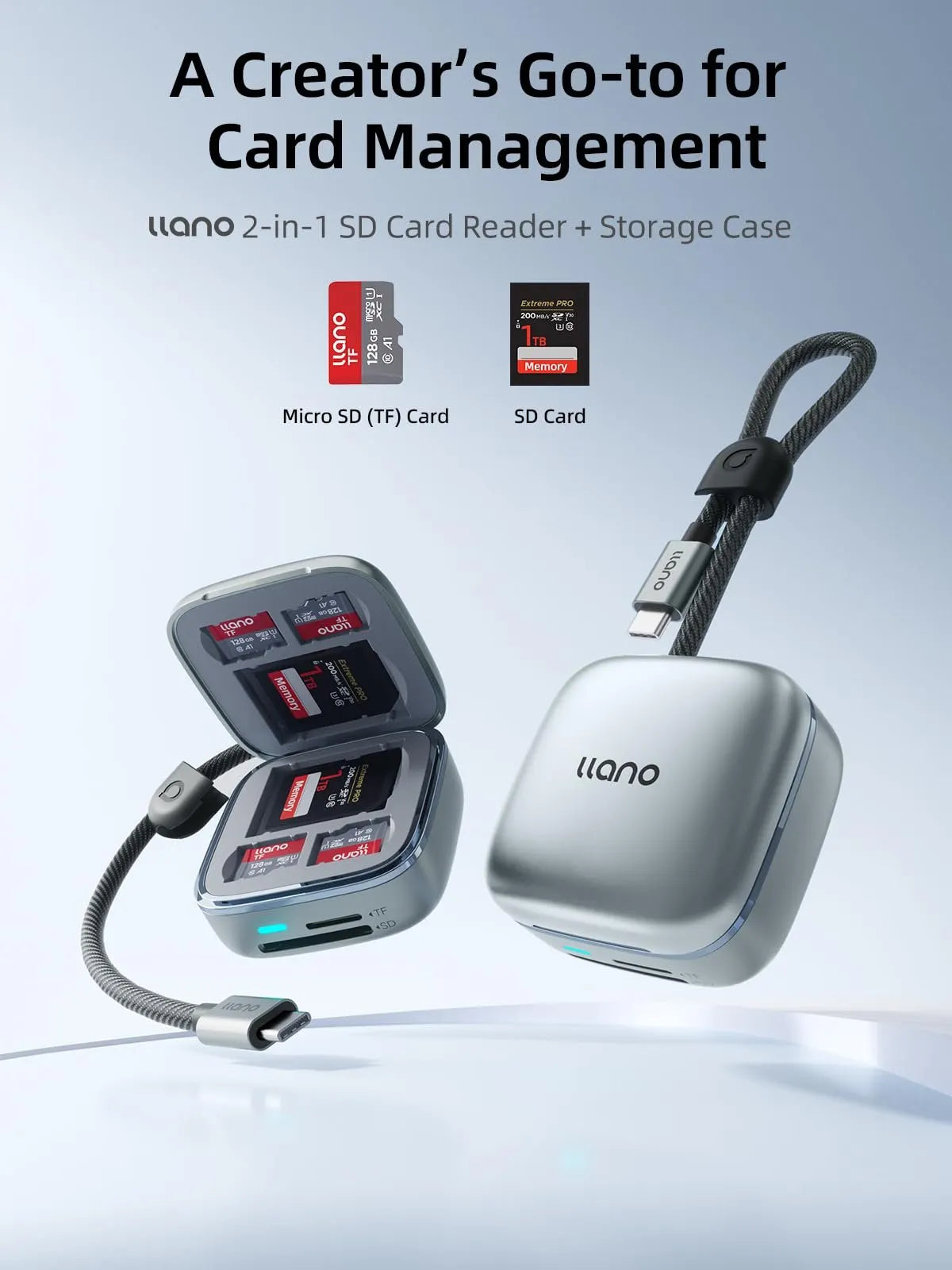 📸 The llano 2-in-1 Pocket Card Reader & Memory Vault Case